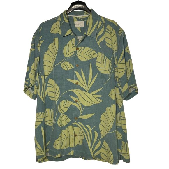 Tommy Bahama Silk Tropical Leaf Palm Frond Button Down Shirt Sz XL Resort - Picture 1 of 6